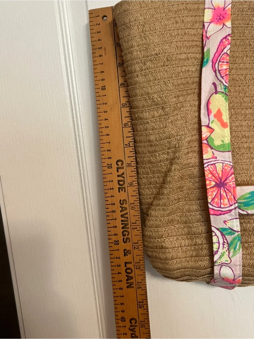 One 'n Only Woven Straw Beach Tote Bag Citrus Floral Straps Large